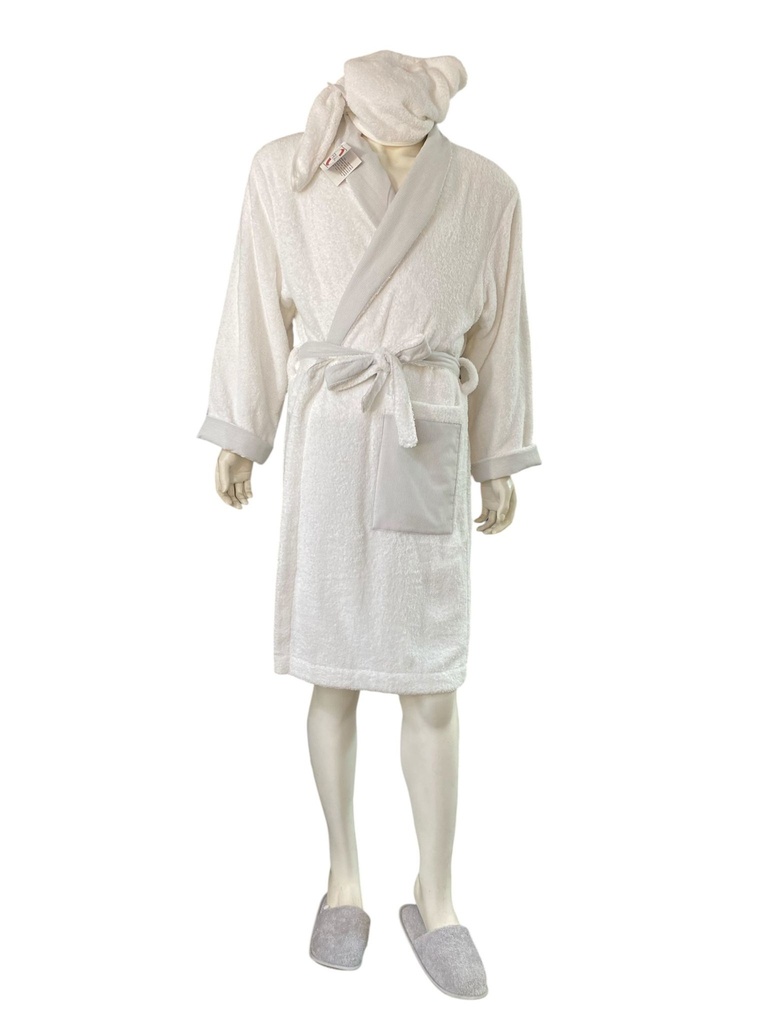 Conjunto de banho (robe + turbante + chinelos)