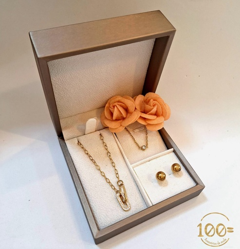 Conjunto fio + pulseira + brincos aço inoxidável